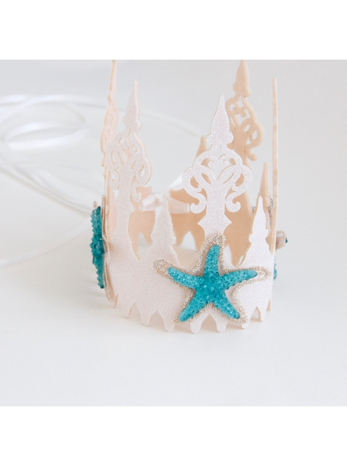Fashion Christmas Mermaid Queen Show Starfish White Crown Headband