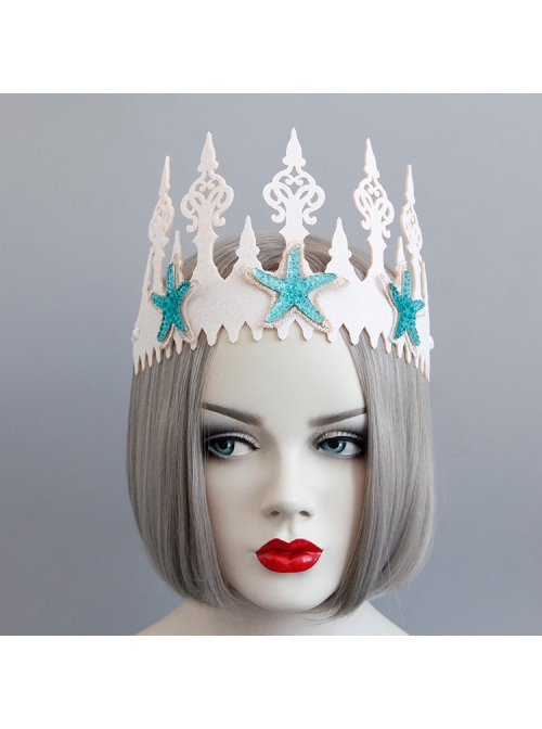 Fashion Christmas Mermaid Queen Show Starfish White Crown Headband