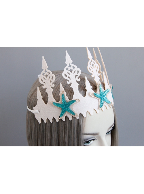 Fashion Christmas Mermaid Queen Show Starfish White Crown Headband