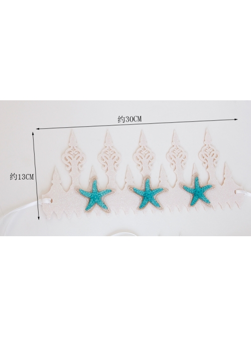 Fashion Christmas Mermaid Queen Show Starfish White Crown Headband