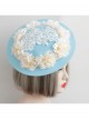 Fashion Tea Party Temperament Bride Bridesmaid White Flowers Lace Blue Top Hat Hairpin