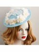 Fashion Tea Party Temperament Bride Bridesmaid White Flowers Lace Blue Top Hat Hairpin