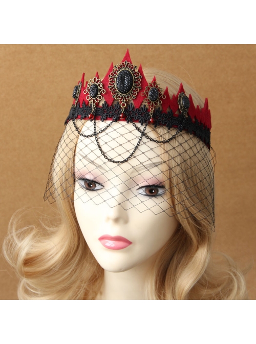 Black Gothic Vampire Queen Crown Headband Bar Dance Female Prom Veil