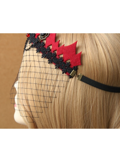 Black Gothic Vampire Queen Crown Headband Bar Dance Female Prom Veil