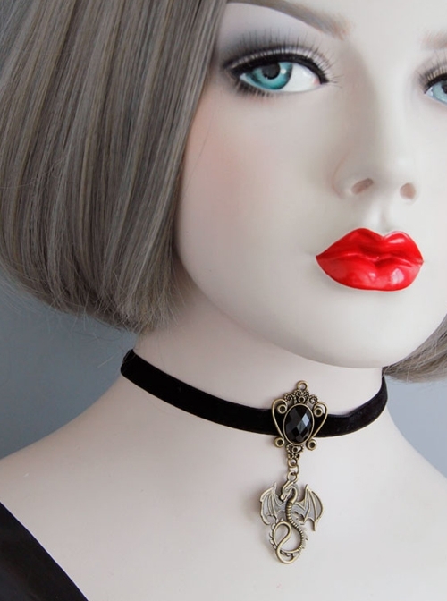 Black Gothic Exquisite All-match Velvet Rope Fashion Nightmare Jewel Short Necklace