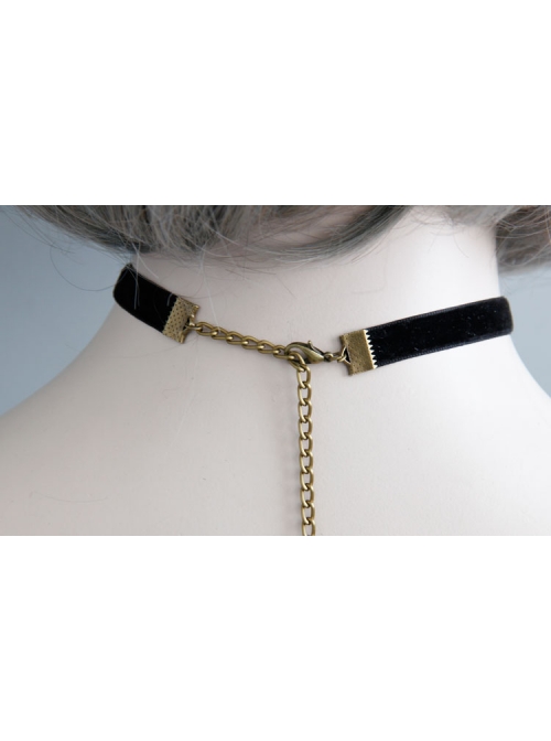 Black Gothic Exquisite All-match Velvet Rope Fashion Nightmare Jewel Short Necklace