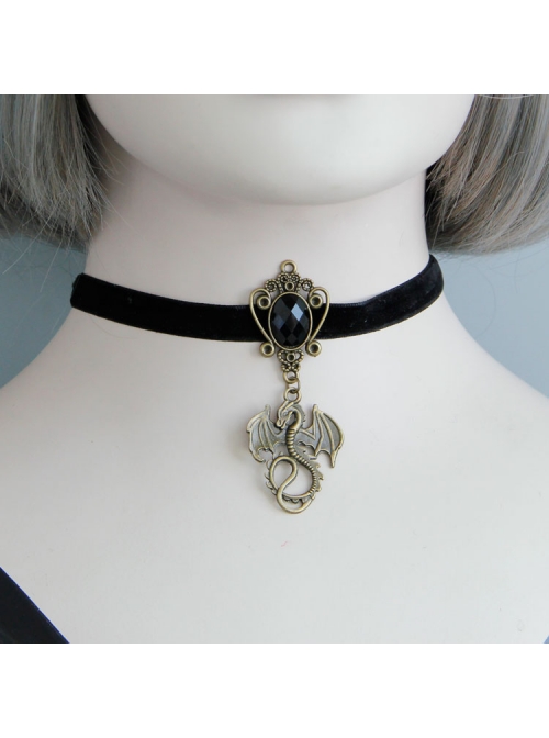 Black Gothic Exquisite All-match Velvet Rope Fashion Nightmare Jewel Short Necklace