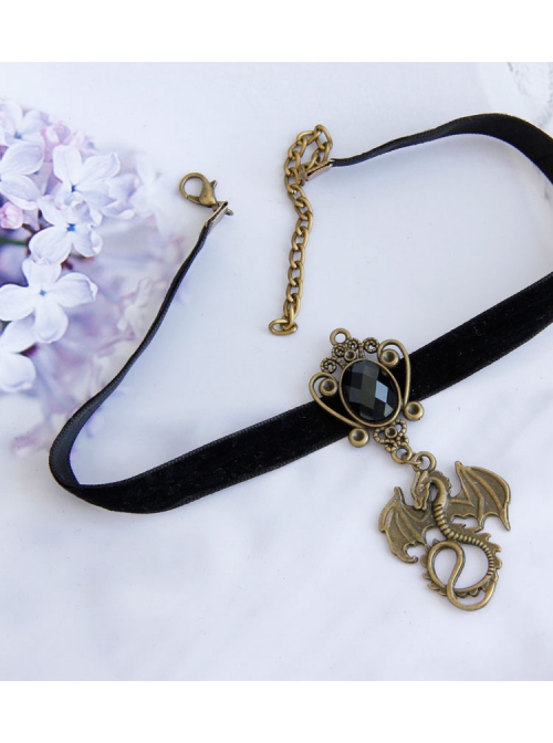 Black Gothic Exquisite All-match Velvet Rope Fashion Nightmare Jewel Short Necklace