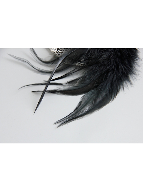 Exaggerated Gothic Fashion Black Feather Gems Retro Top Hat