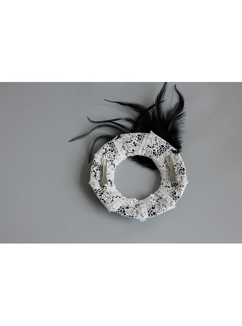 Exaggerated Gothic Fashion Black Feather Gems Retro Top Hat