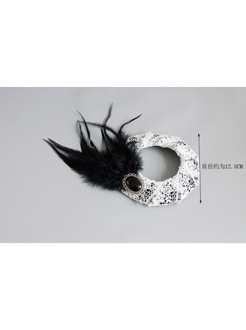 Exaggerated Gothic Fashion Black Feather Gems Retro Top Hat