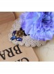 Stage Performance Dress Banquet Retro Blue Flowers White Lace Female Top Hat Hairpin