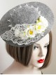 Fashion Leisure Elegant Lace Flower Grey Performance Banquet Top Hat