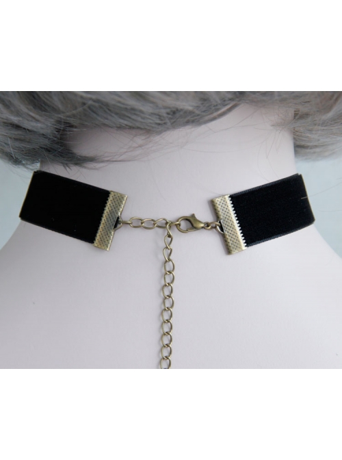 Gothic Flower Love Black Velvet Rope Purple Flower Retro Simple Short Necklace