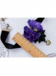 Gothic Flower Love Black Velvet Rope Purple Flower Retro Simple Short Necklace