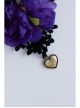 Gothic Flower Love Black Velvet Rope Purple Flower Retro Simple Short Necklace