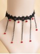 Gothic Personality Exaggerated Tassel Fashion Black Lace Ruby Choker