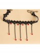 Gothic Personality Exaggerated Tassel Fashion Black Lace Ruby Choker