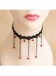 Gothic Personality Exaggerated Tassel Fashion Black Lace Ruby Choker