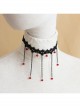 Gothic Personality Exaggerated Tassel Fashion Black Lace Ruby Choker