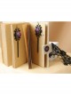 Gothic Rose Flower Purple Rose Black Tassel Long Vintage Creative Handmade Earrings