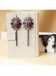 Gothic Rose Flower Purple Rose Black Tassel Long Vintage Creative Handmade Earrings