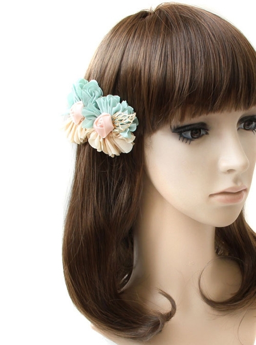 Fresh And Sweet Chiffon Flowers Pink Rose Pop Hairpin