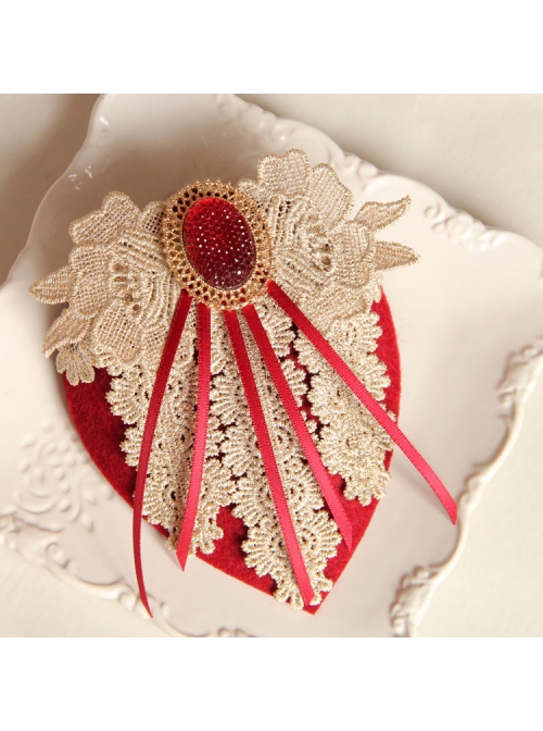 Lace Flower Bride Wedding Wine Red Tassel Prom Fashion Female Top Hat Side Clip