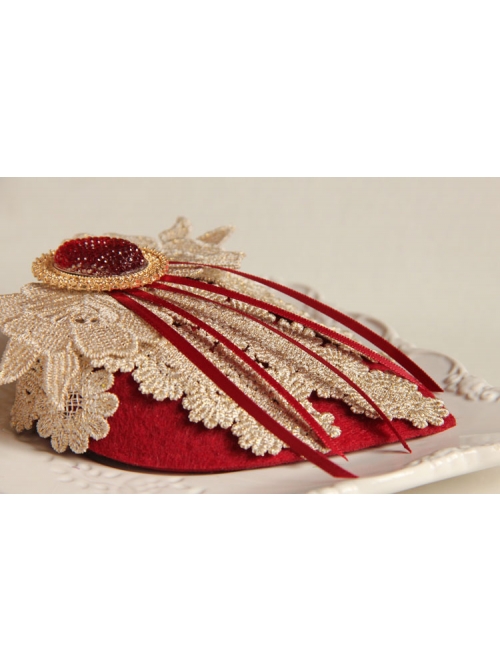 Lace Flower Bride Wedding Wine Red Tassel Prom Fashion Female Top Hat Side Clip