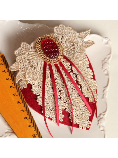 Lace Flower Bride Wedding Wine Red Tassel Prom Fashion Female Top Hat Side Clip