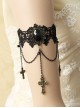 Gothic Black Lace Retro Cross Gemstone Armband Bracelet