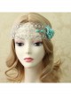 Fashion White Lace Blue Flowers Holiday Travel Christmas Headband