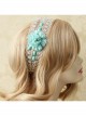 Fashion White Lace Blue Flowers Holiday Travel Christmas Headband