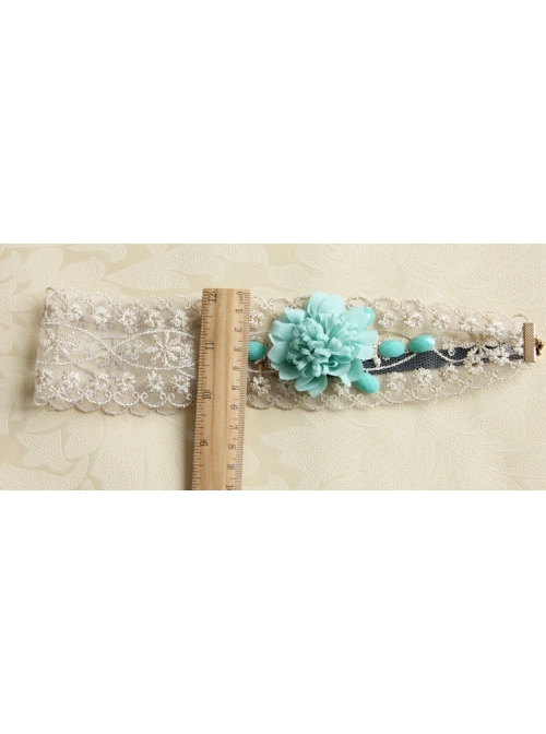 Fashion White Lace Blue Flowers Holiday Travel Christmas Headband