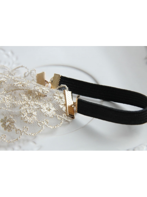 Fashion White Lace Blue Flowers Holiday Travel Christmas Headband