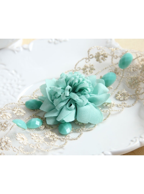Fashion White Lace Blue Flowers Holiday Travel Christmas Headband