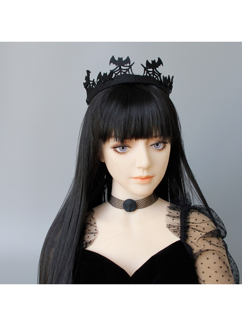 Gothic Black Grid Halloween Spooky Head Ghost Festival Masquerade Retro Collar