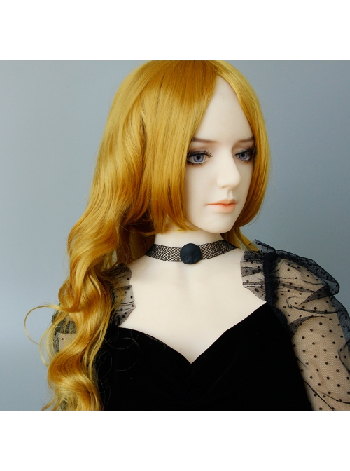 Gothic Black Grid Halloween Spooky Head Ghost Festival Masquerade Retro Collar