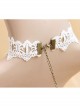 Fashion Baroque Bride Dress Red Rose White Pearl Lace Female Choker