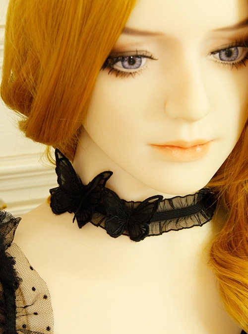 Gothic Black Butterfly Lace Hand-Made Elegant Temperament Simple Fashion Female Choker