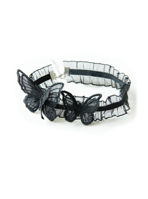Gothic Black Butterfly Lace Hand-Made Elegant Temperament Simple Fashion Female Choker