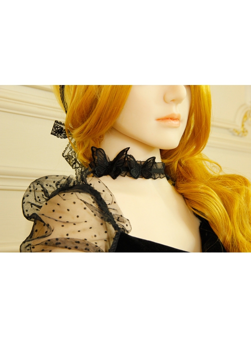 Gothic Black Butterfly Lace Hand-Made Elegant Temperament Simple Fashion Female Choker