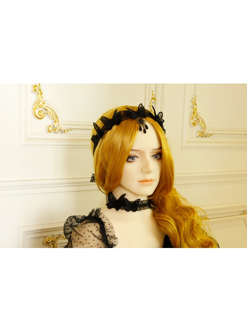 Gothic Black Butterfly Lace Hand-Made Elegant Temperament Simple Fashion Female Choker