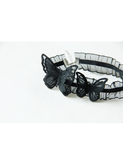Gothic Black Butterfly Lace Hand-Made Elegant Temperament Simple Fashion Female Choker