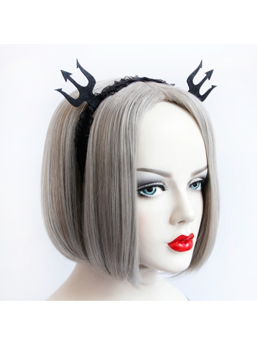 Creative Devil Fork Gothic Punk Cosplay Concert Halloween Black Lace Headband