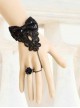 Gothic Vampire Retro Black Lace Rose Bow Bracelet Ring Set
