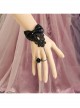 Gothic Vampire Retro Black Lace Rose Bow Bracelet Ring Set