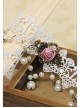 Baroque Retro Pink Rose Faux Pearl Fashion Bride White Lace Female Short Necklace