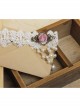 Baroque Retro Pink Rose Faux Pearl Fashion Bride White Lace Female Short Necklace