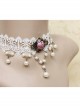 Baroque Retro Pink Rose Faux Pearl Fashion Bride White Lace Female Short Necklace